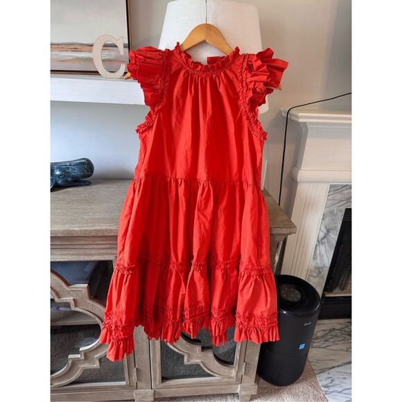 ULLA JOHNSON Joan Ruffled A-line Dress In Orange Size 2 - Picture 1 of 10